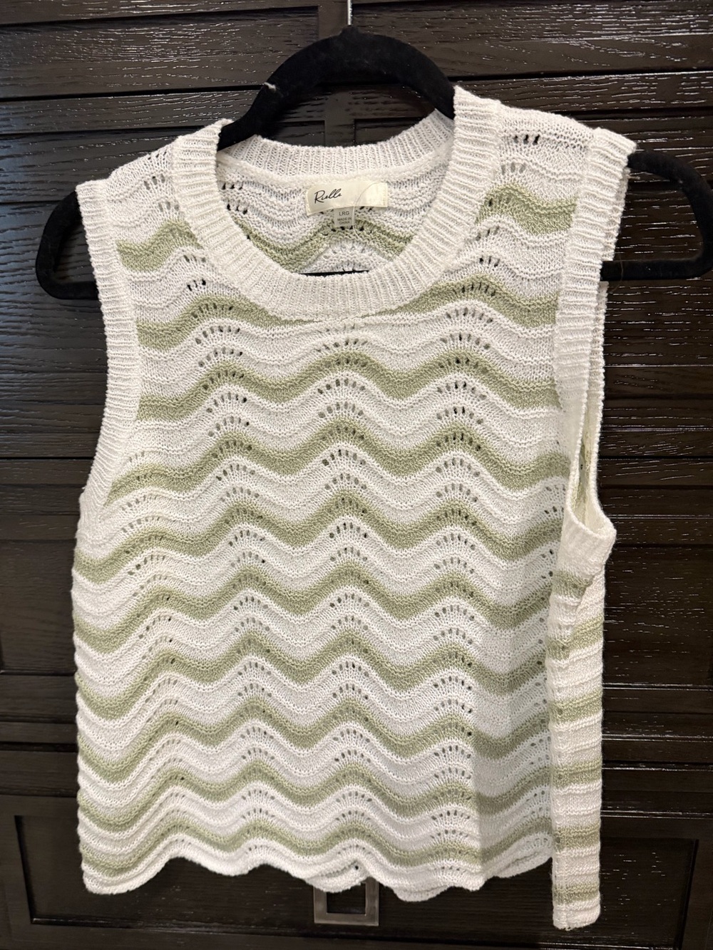 Lrg White and Sage Wave Knit Sleeveless Tank Top